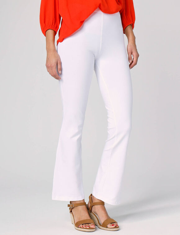 Effen bootcut legging, elastische taille (wit)