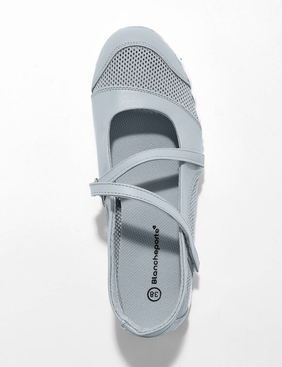 Ballerines de sport scratchées ultra-souples (gris argent)