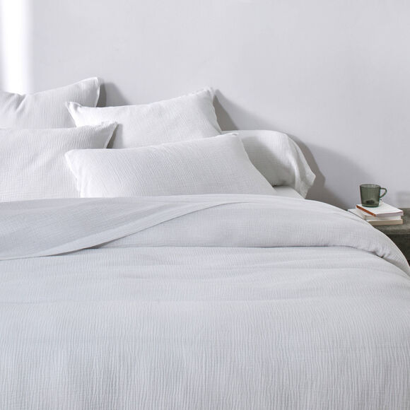 Linge de lit uni - double gaze de coton (blanc)
