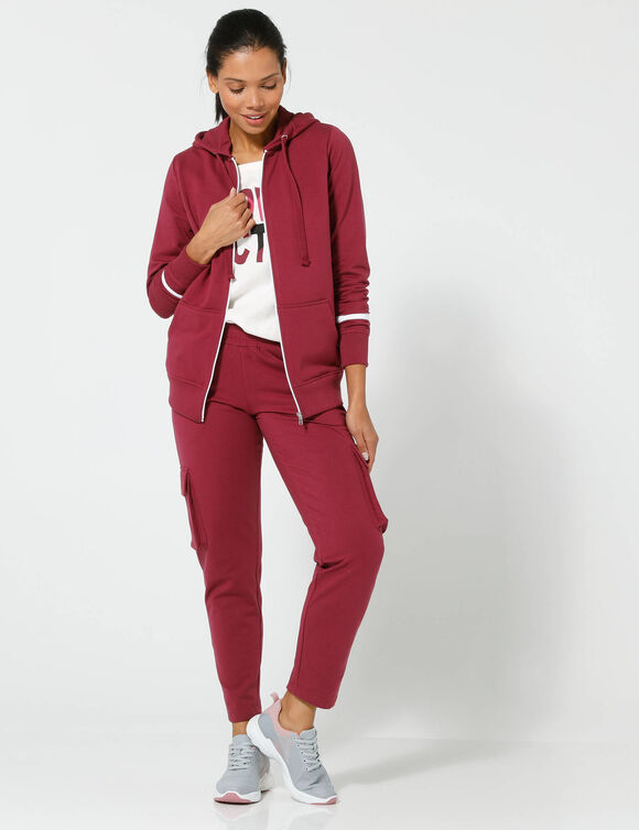 Veste bicolore zippée molleton gratté (prune / blanc)