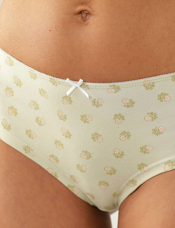 Culotte coton forme shorty imprim&eacute; "fleurs indiennes" - Lot de 4 (rose)