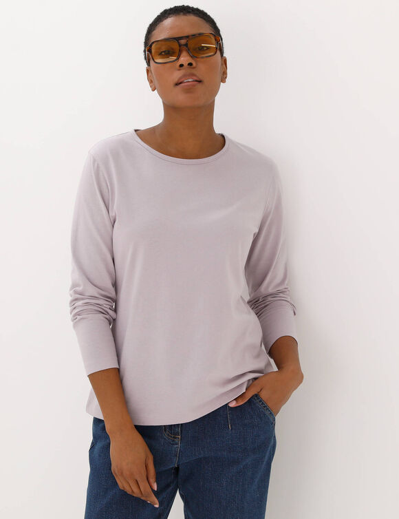 T-shirt uni manches longues (parme)