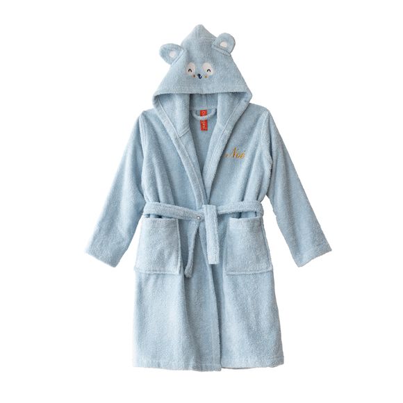 Peignoir de bain enfant personnalisable panda à capuche  (bleu glacier)
