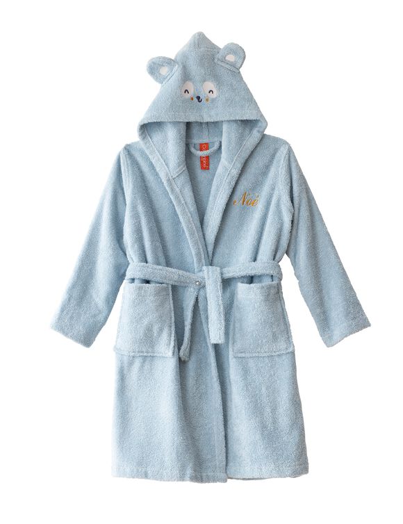 Peignoir de bain enfant personnalisable panda à capuche  (bleu glacier)