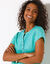 T-shirt met Tunesische hals en broderie anglaise (muntgroen)
