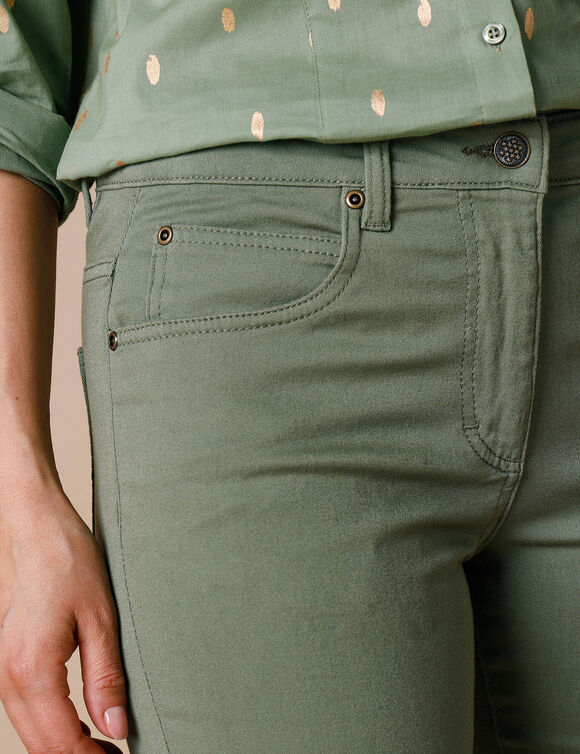 Pantalon sculptant, 5 poches (vert mousse)