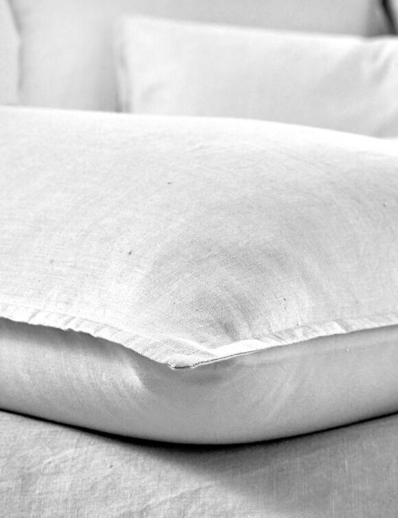 Linge de lit uni biface lin lavé / coton lavé  (blanc)