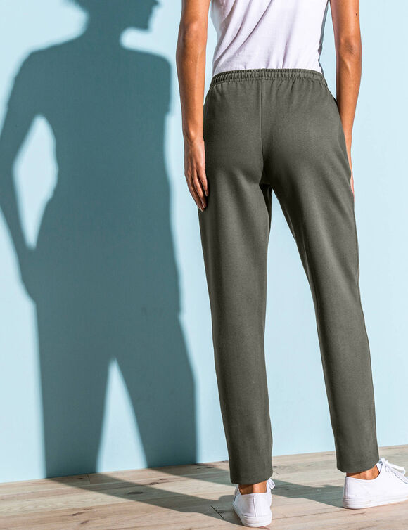 Pantalon jogging, molleton gratté (kaki)