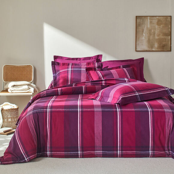 Linge de lit Scott flanelle tissé teint (prune)
