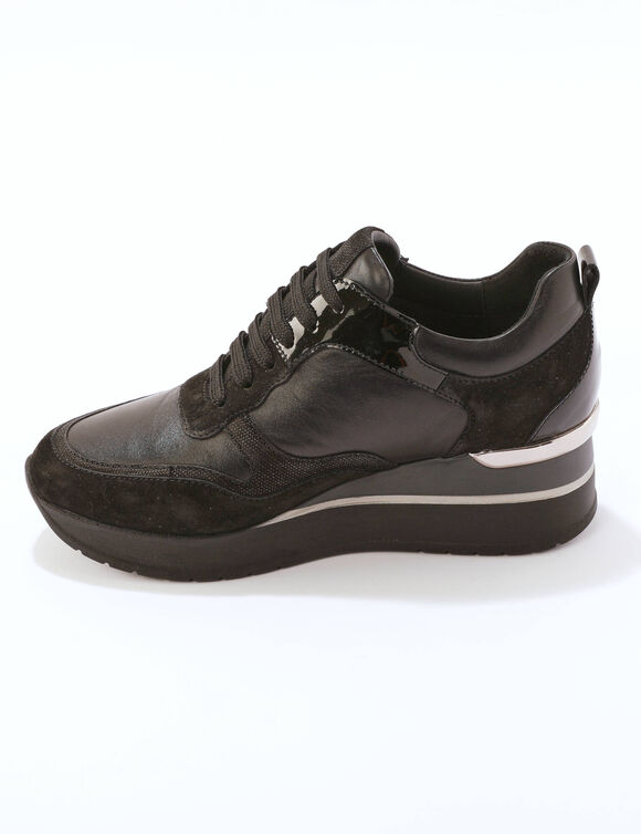 Baskets compensées cuir (zwart)