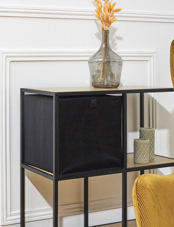 Cube de rangement pliable, velours (noir)