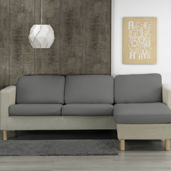 Housse gaufrée bi-extensible coussins méridienne (gris)