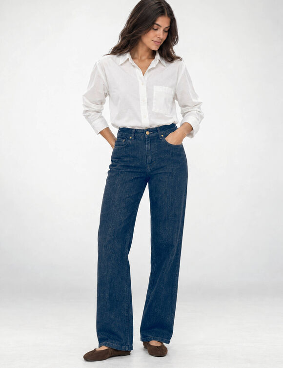 Jean coupe large stretch, petite stature (brut)