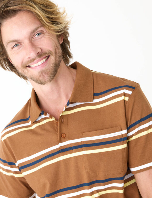 Polo ray&eacute; manches courtes (cuivre)