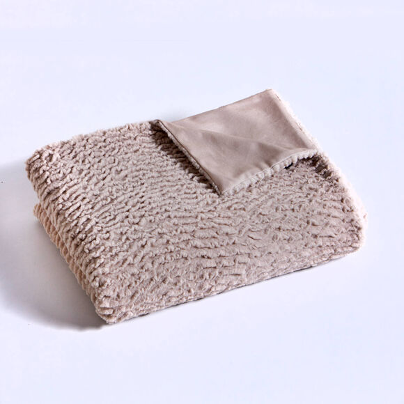 Plaid effet fourrure ultra moelleux (taupe)