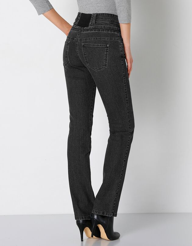 Rechte jeans met hoge taille, black, hi-res