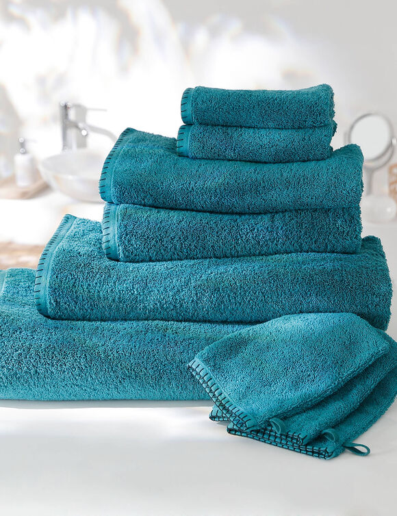 Effen handdoek 540g/m² luxe comfort met paardenstaartsteek (smaragd)
