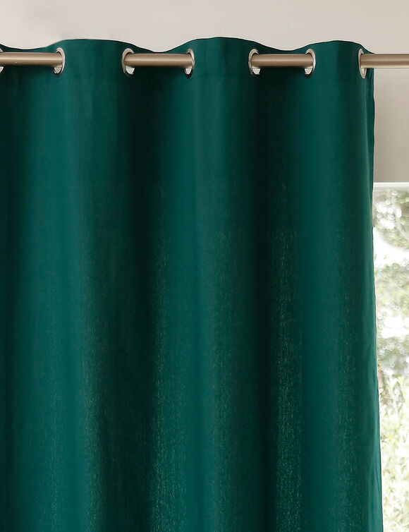 Gordijn in effen zeildoekstof met oogringetjes (groen)