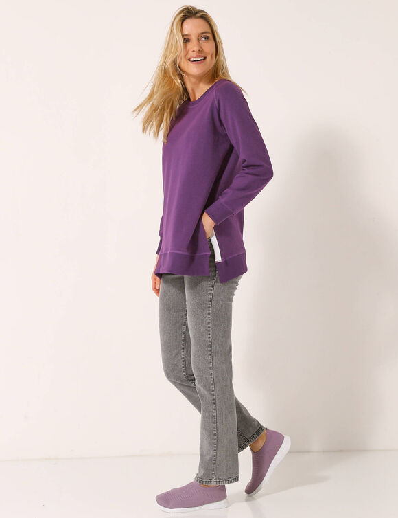 Sweat en molleton, longueur tunique (violet)