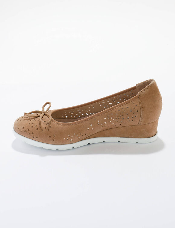 Leren ballerina's met ajour (beige)