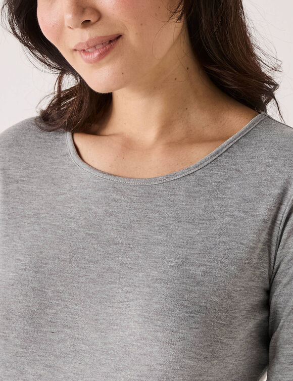 T-shirt thermique col rond - manches longues (gris chin&eacute;)