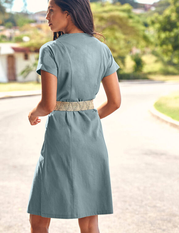 Robe saharienne boutonnée (vert grisé)