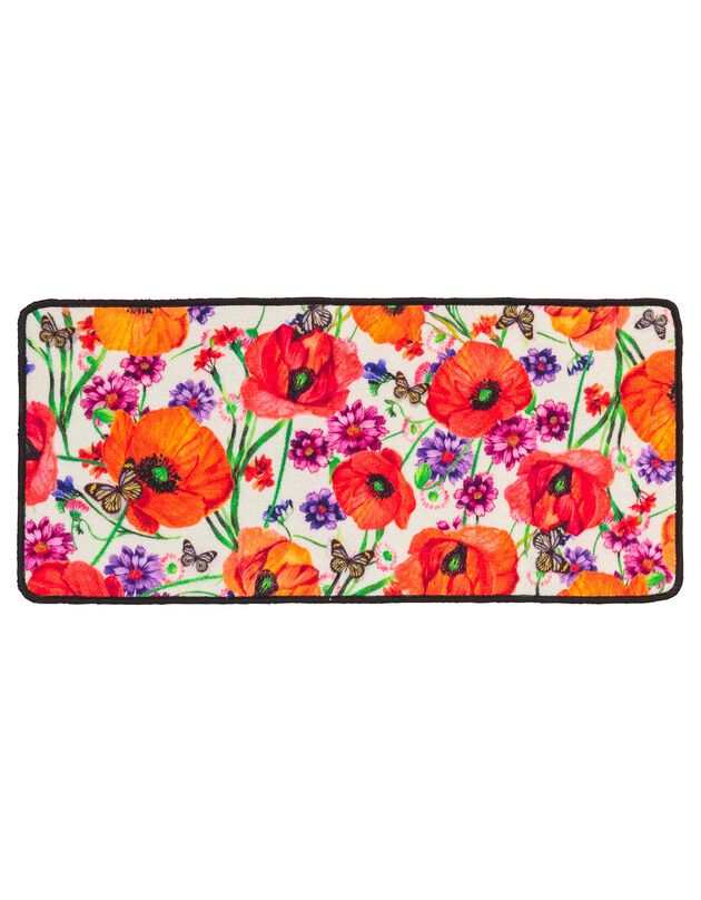 Tapis cuisine motif fleurs (unique)