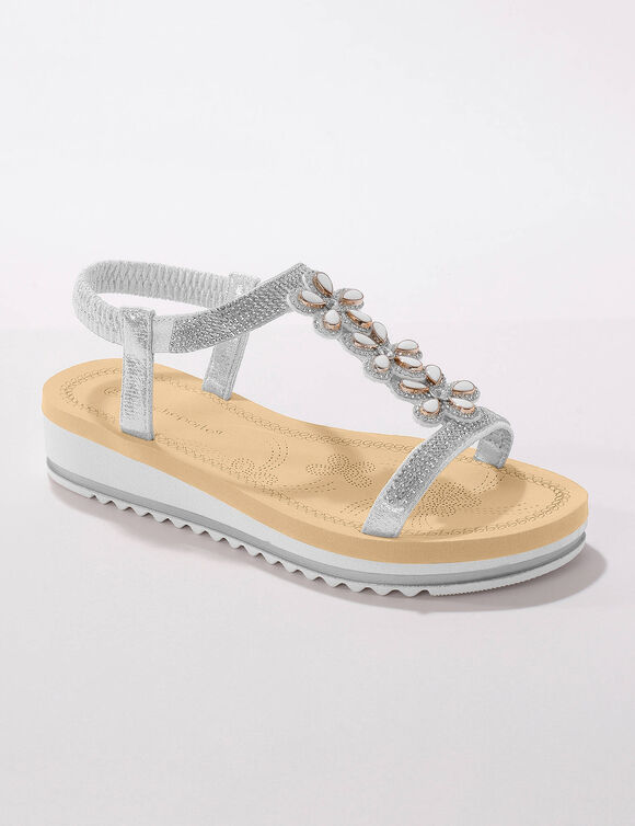 Juweelsandalen met doorloopzool (grijs)