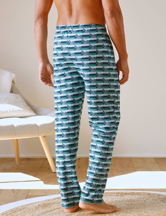Pantalon pyjama coton imprimé (bleu / vert)