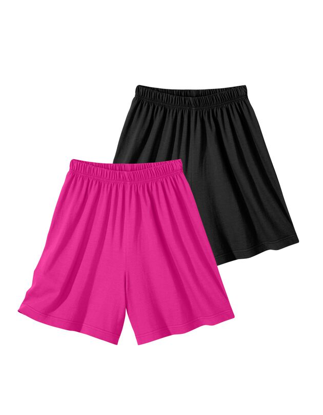 Short in tricot met rokjeseffect - set van 2 (roze / zwart)