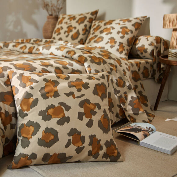 Linge de lit Pedro en polycoton imprimé peau de bête (sable)