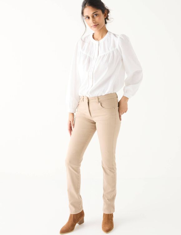 Jean droit, petite stature (beige)