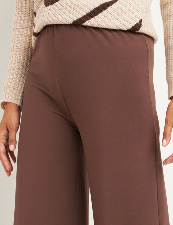 Pantalon large fluide taille &eacute;lastiqu&eacute;e, viscose stretch (chocolat)