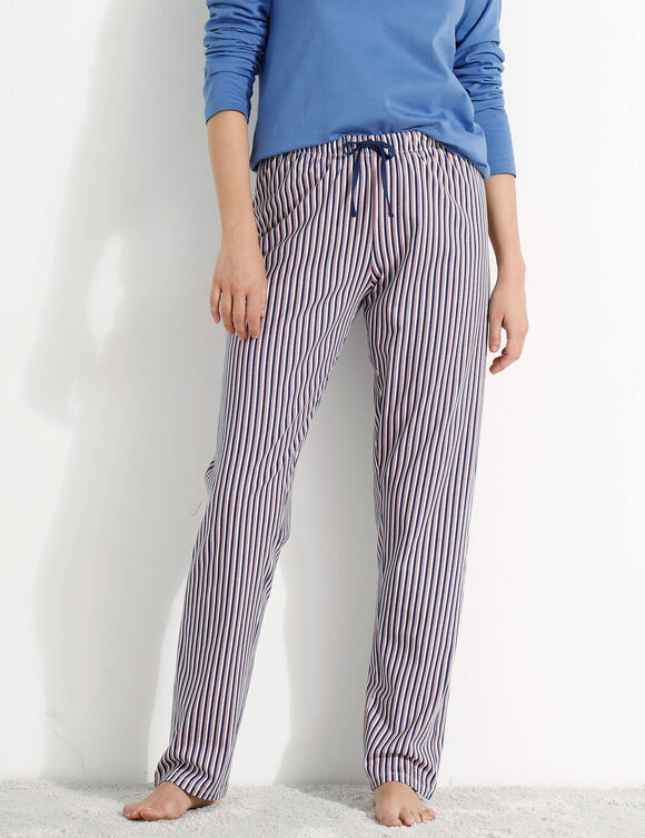 Pyjamabroek in katoen met strepenprint (marine)