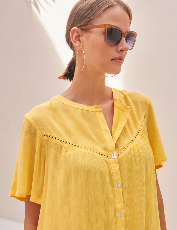 Chemisier boutonn&eacute; manches courtes "papillon"  (mimosa)