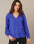 Blouse détails dentelle, crêpe (bleu dur)