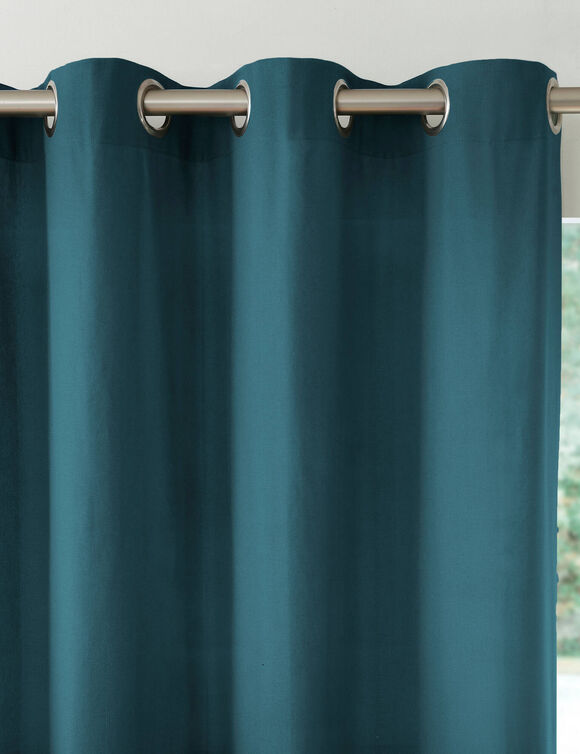 Rideau bachette uni tamisant oeillets (bleu)