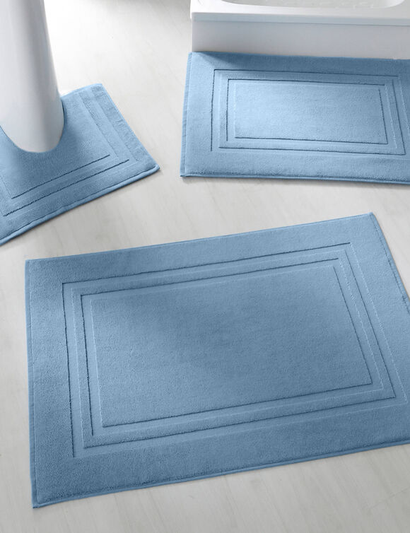 Badtapijtje in badstof met dubbele sierrand (jeansblauw)