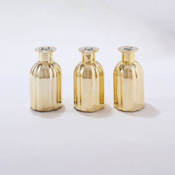 Glazen bloemenvazen - set van 3 (goudkleurig)
