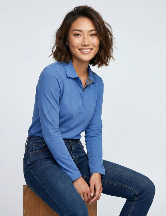 Polo bicolore maille jersey (bleu / gris)