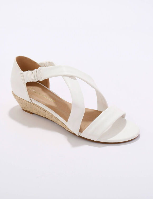 Elastische sandalen met sleehak, kunststof (wit)