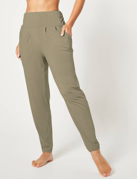 Pantalon de yoga en maille, coupe ultra confort (kaki clair)