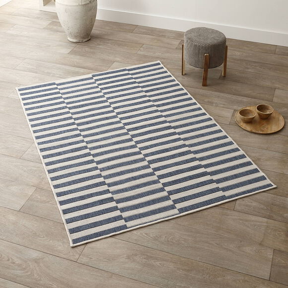 Rechthoekig tapijt met strepen (blauw)
