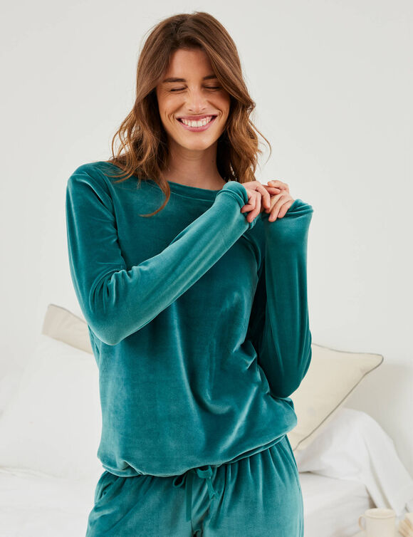Pyjama velours uni (céladon)