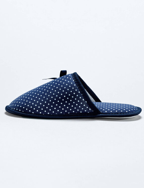 Mules plates à pois (marine)