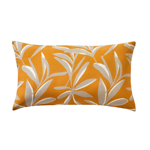Housse de coussin imprimé feuillage (miel)