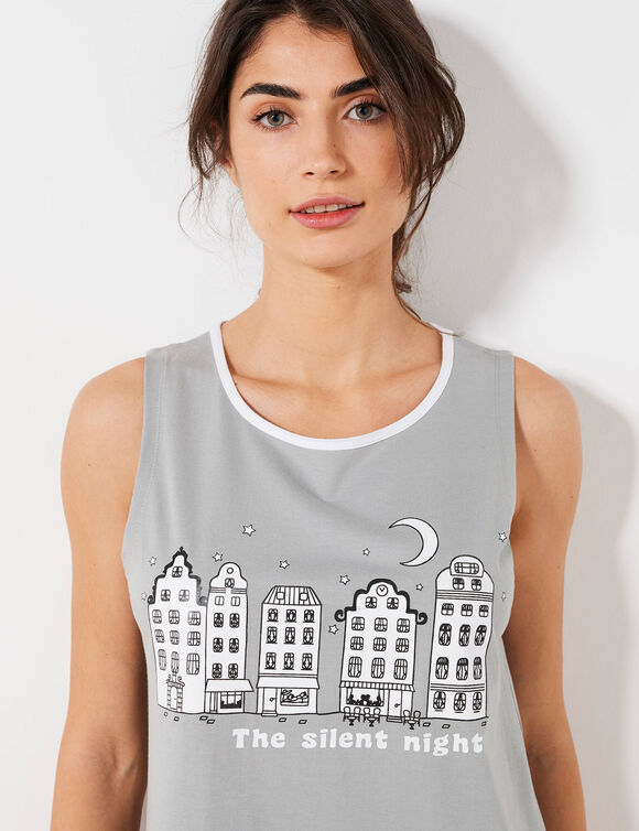 Pyjama short fantaisie ville &eacute;toil&eacute;e (gris)