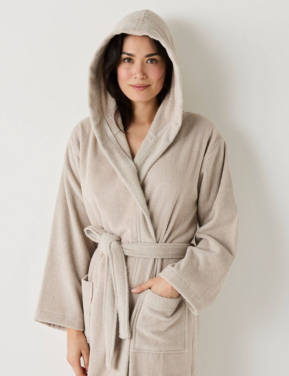 Peignoir mixte adulte col capuche "sèche-vite" (sable)