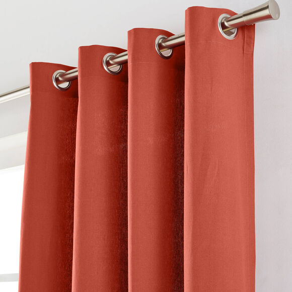 Rideau bachette uni tamisant oeillets (terracotta)