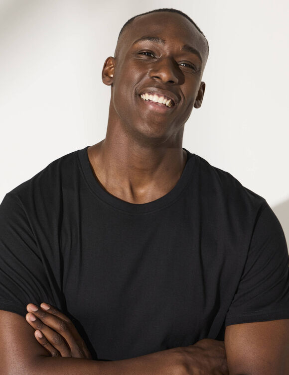 T-shirt met ronde hals en korte mouwen - set van 3 (zwart)